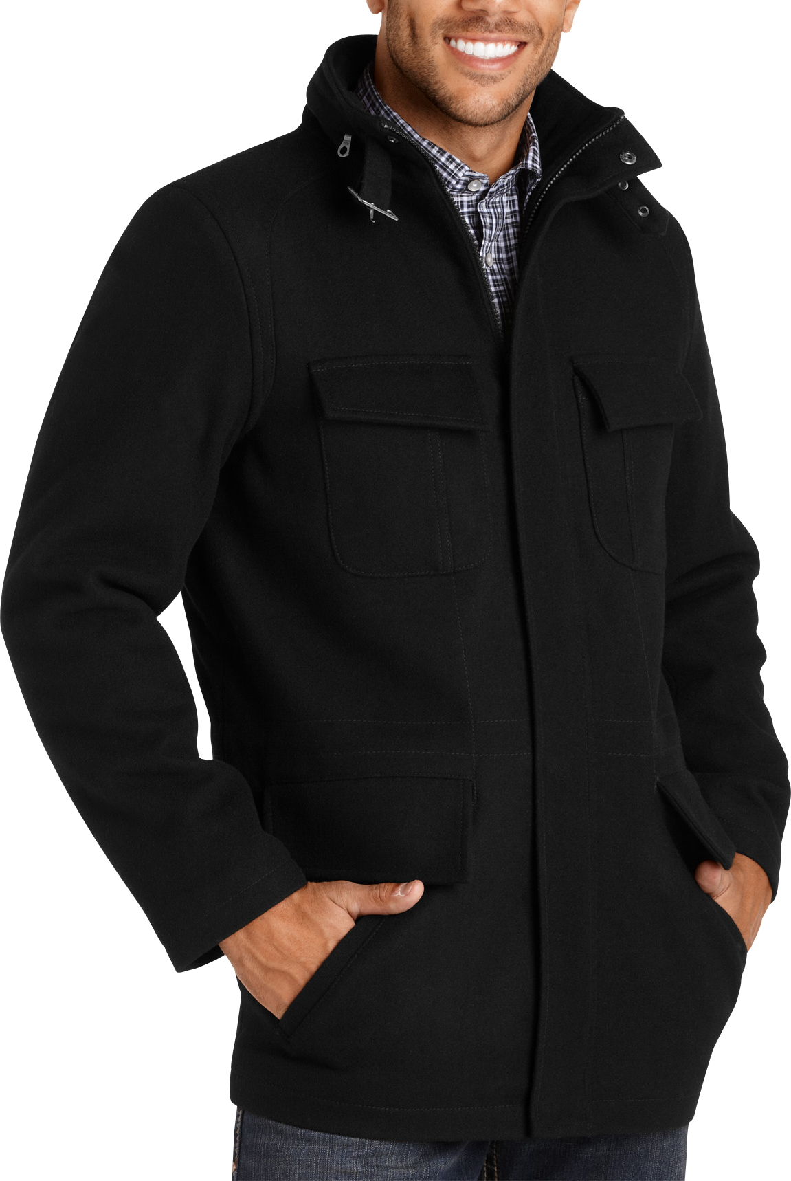 Pronto Uomo Black Wool-Blend Jacket