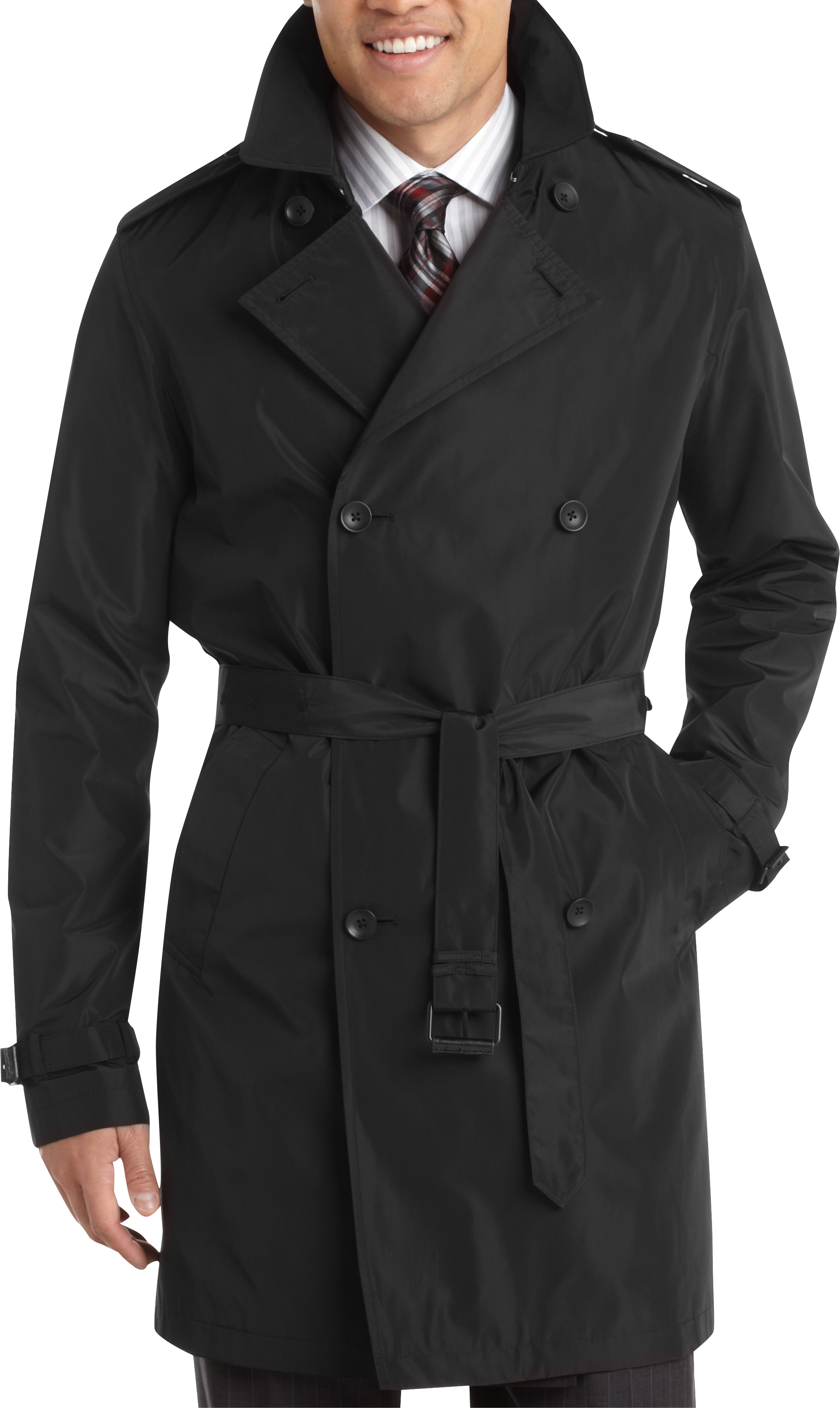 Kenneth Cole Black Double Breasted Raincoat