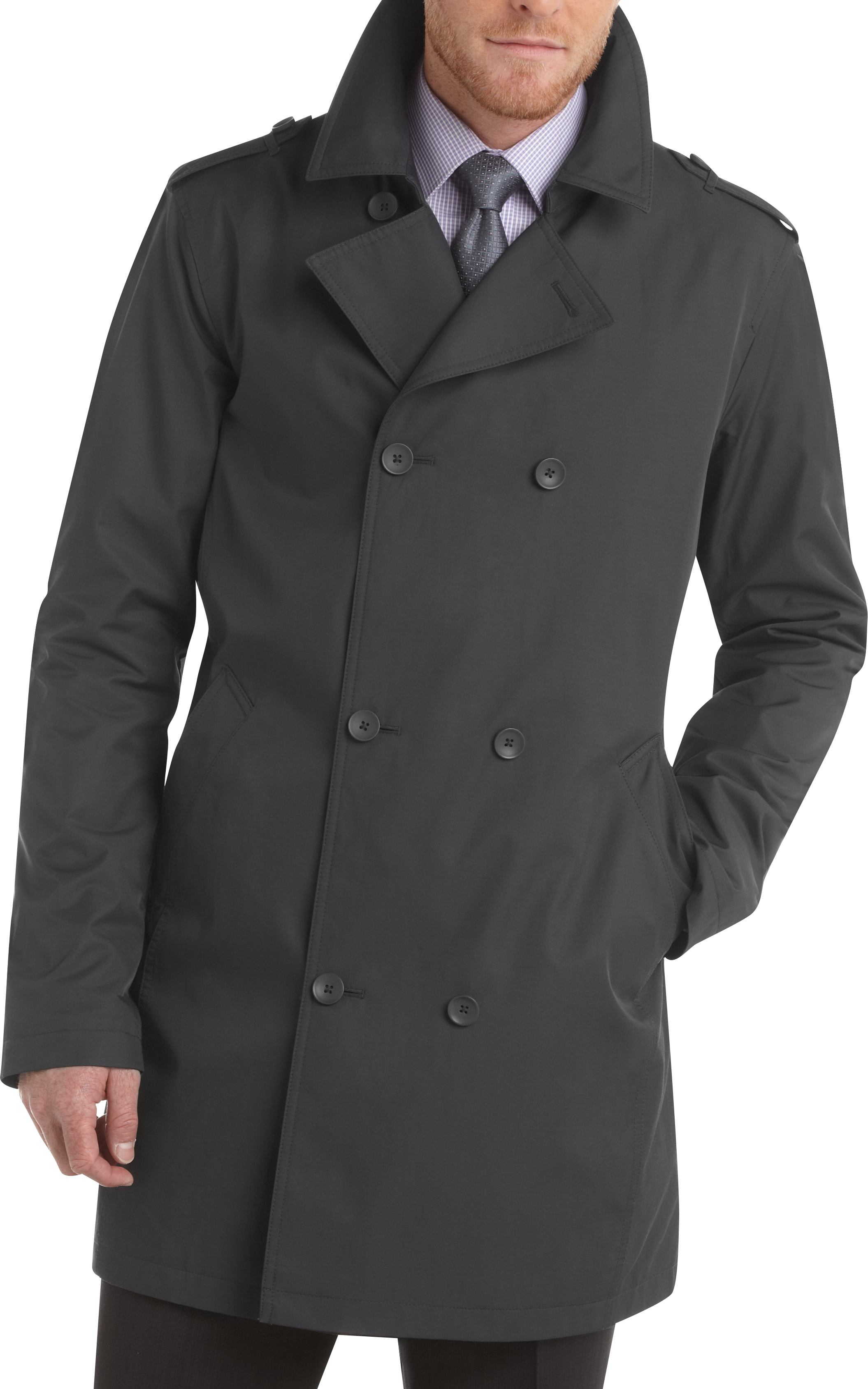 Kenneth Cole Gray Double Breasted Raincoat