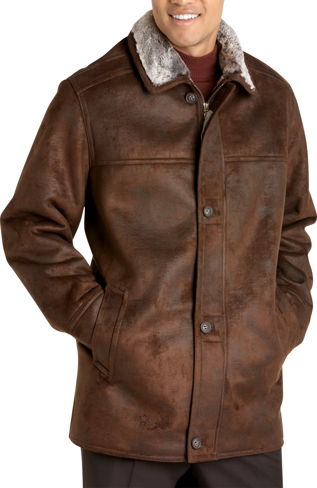 Pronto Uomo Chocolate Faux Leather Jacket
