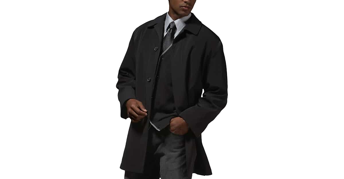 Calvin Klein Black Classic Fit Raincoat - Men's Raincoats | Men's ...