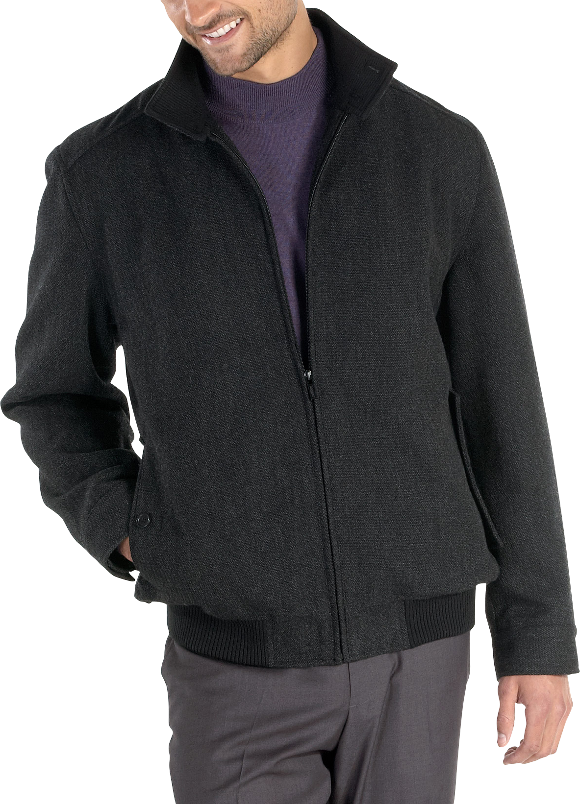 Joseph & Feiss Charcoal Wool Bomber Jacket