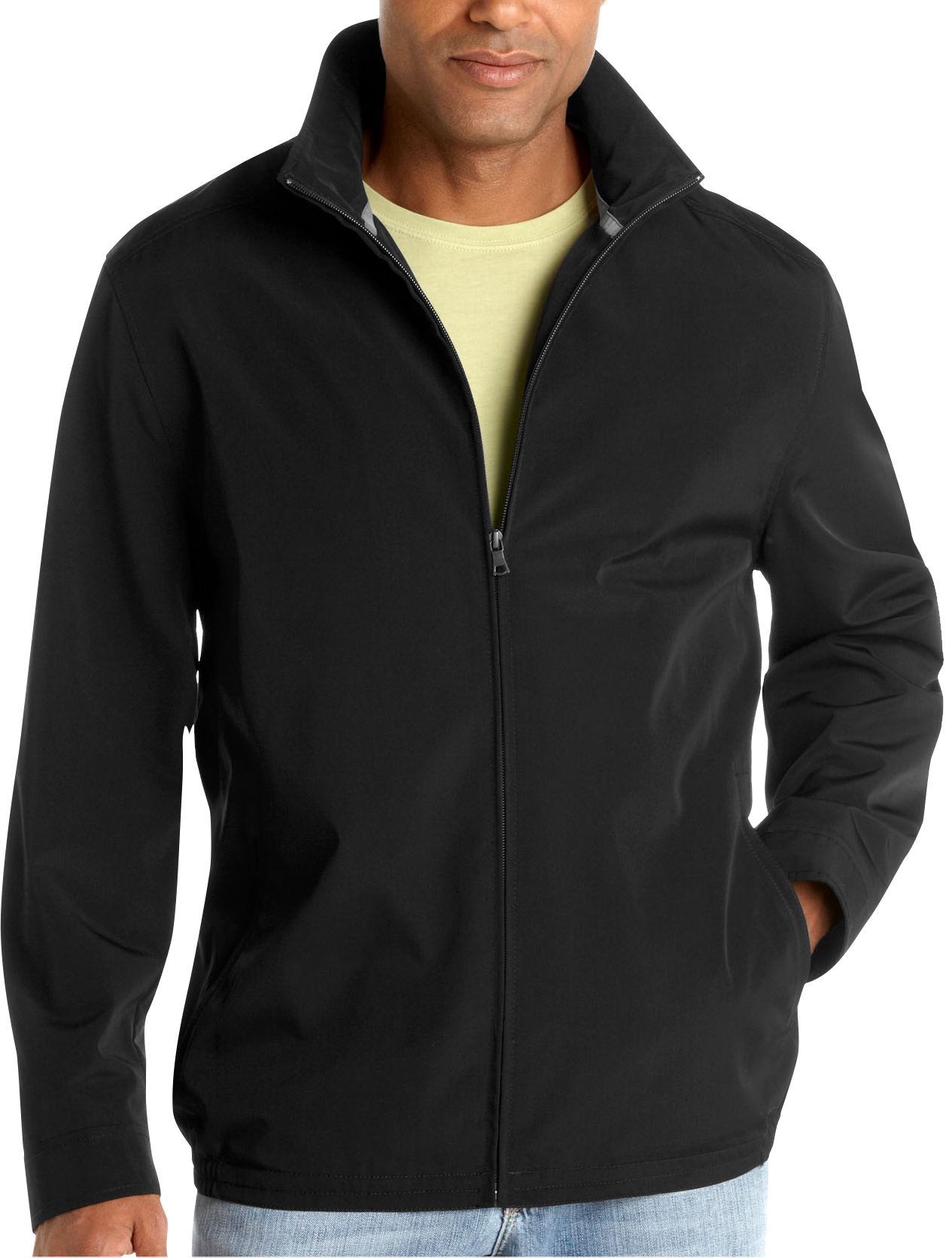 Pronto Uomo Sport Black Microfiber Spring Jacket