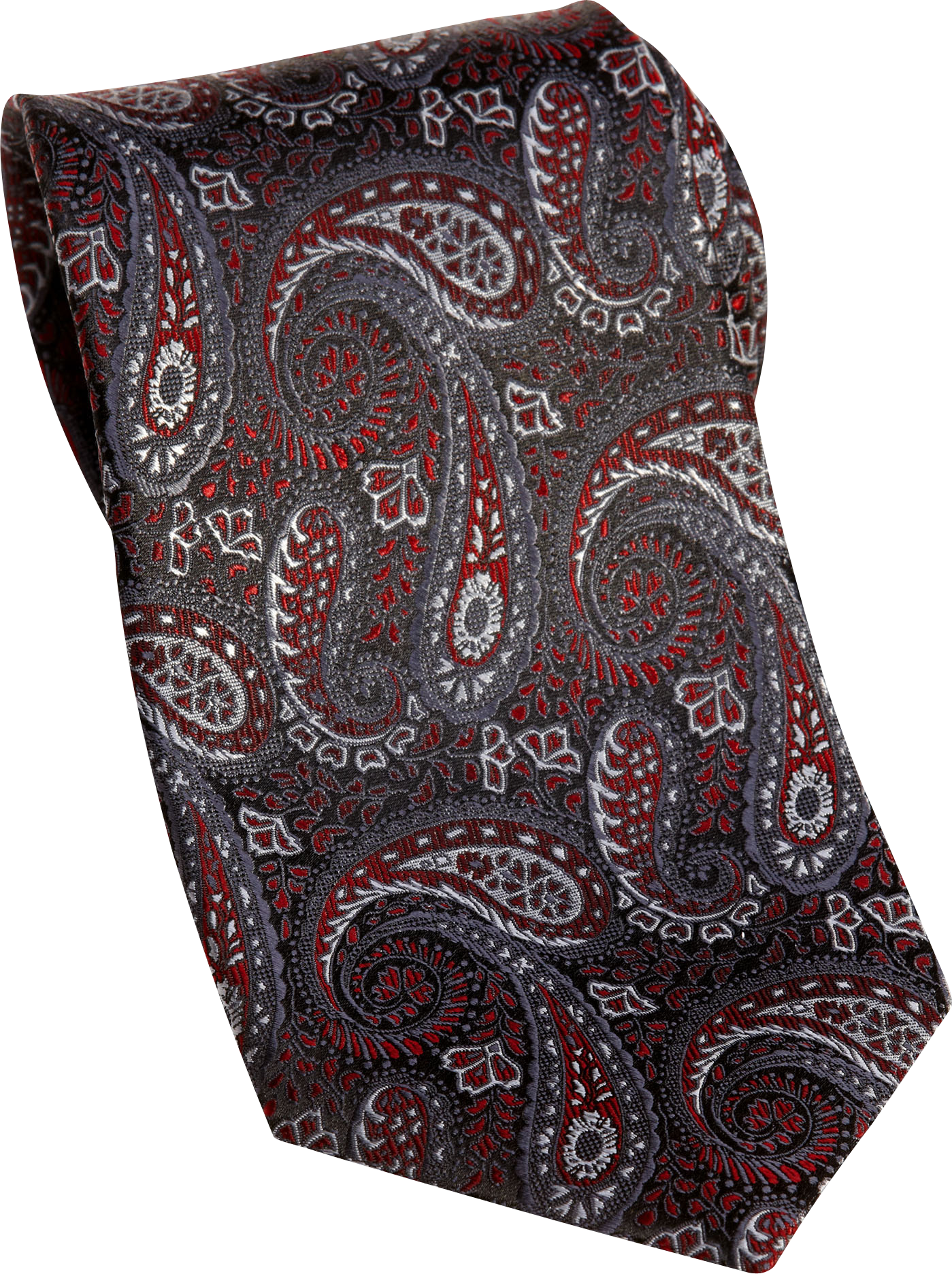 Pronto Uomo Couture Burgundy and Black Paisley Extra Long Tie