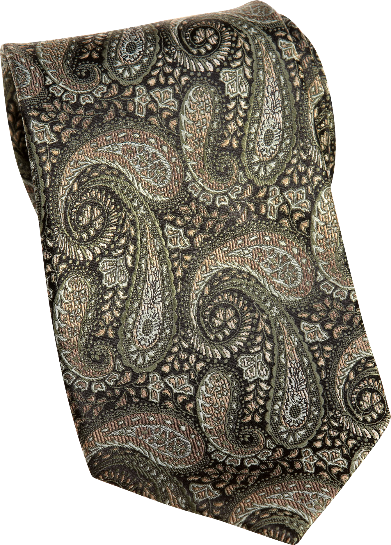 Pronto Uomo Couture Olive and Black Paisley Extra Long Tie