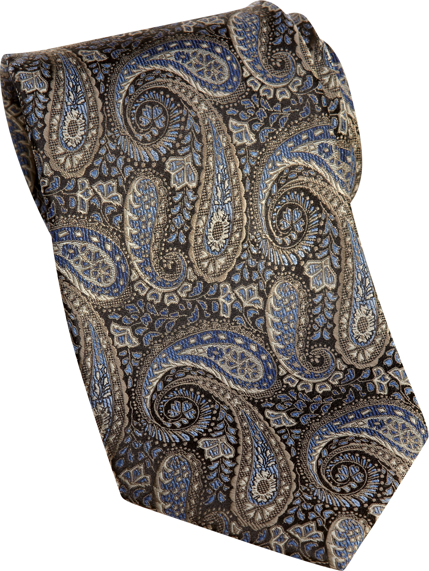 Pronto Uomo Couture Taupe and Black Paisley Extra Long Tie