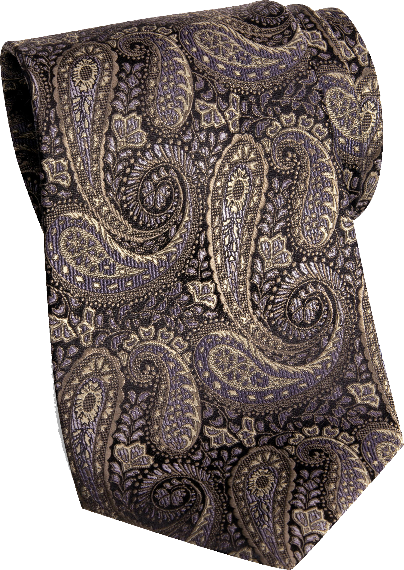 Pronto Uomo Taupe and Black Paisley Extra-Long Tie