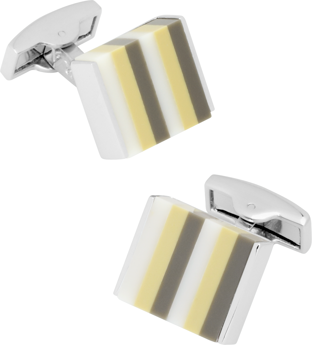 Egara Yellow and Silver Square Cufflinks