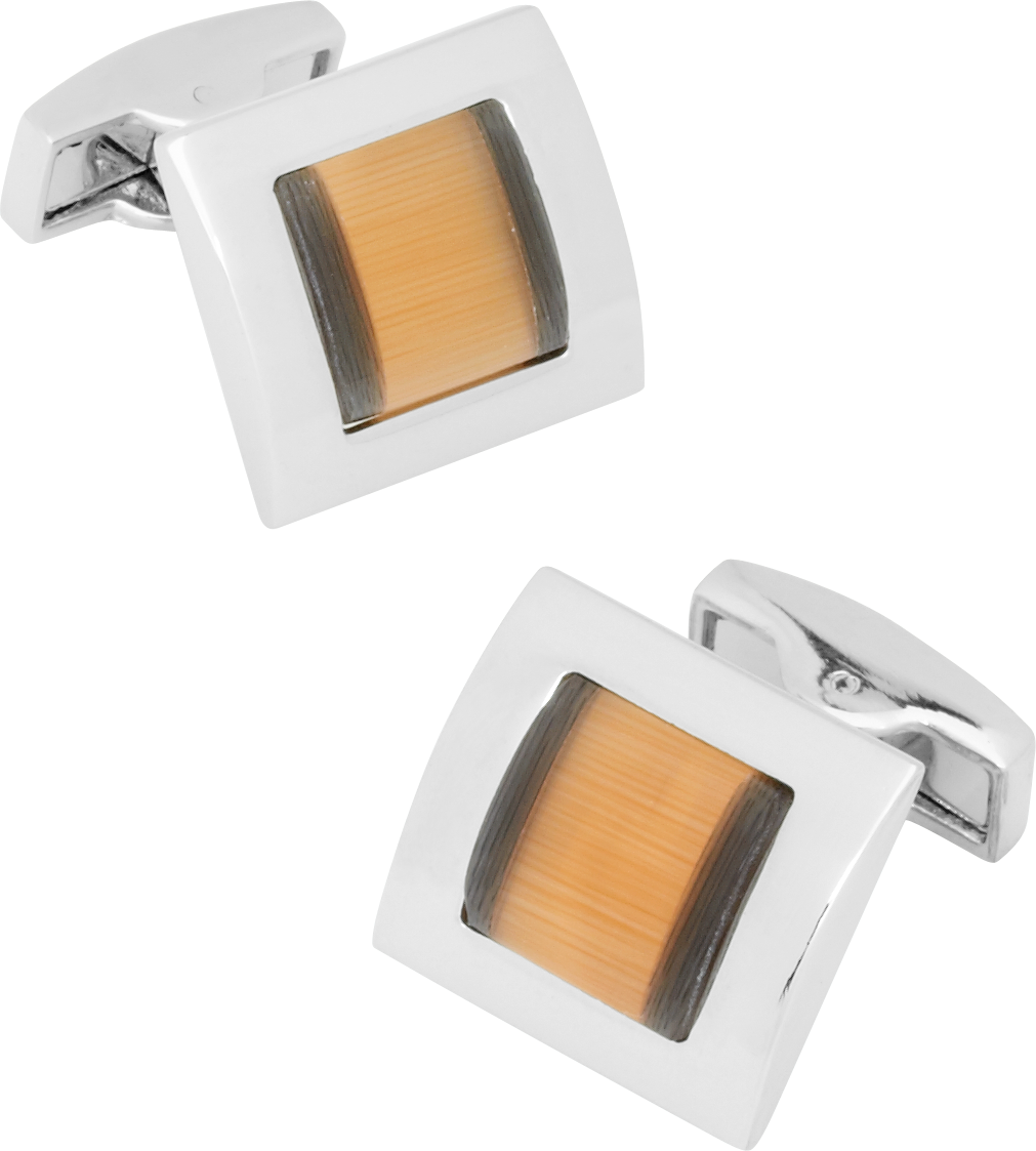 Egara Peach and Silver Cufflinks