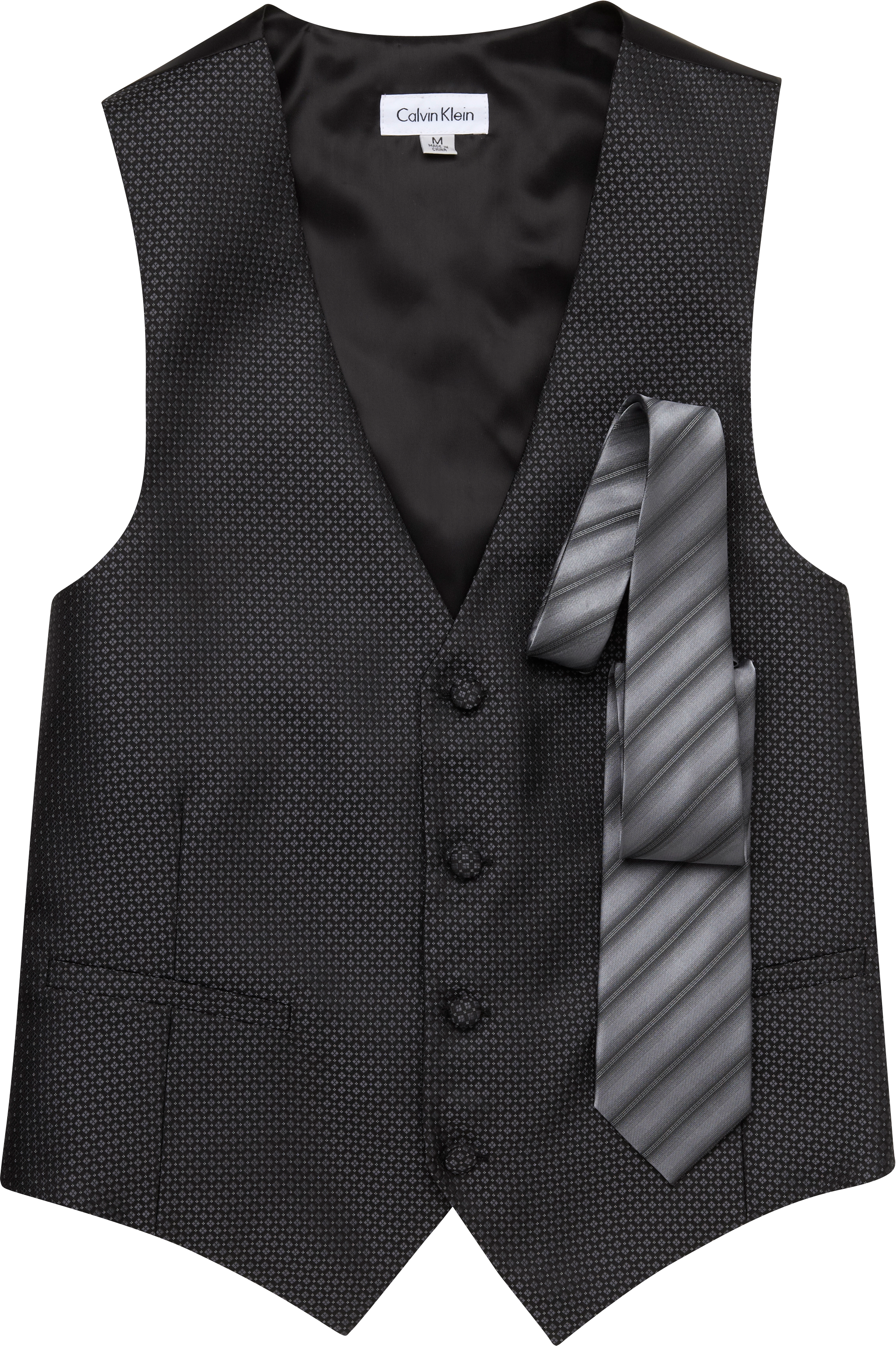 Calvin Klein Silver Tie and Formal Vest Set