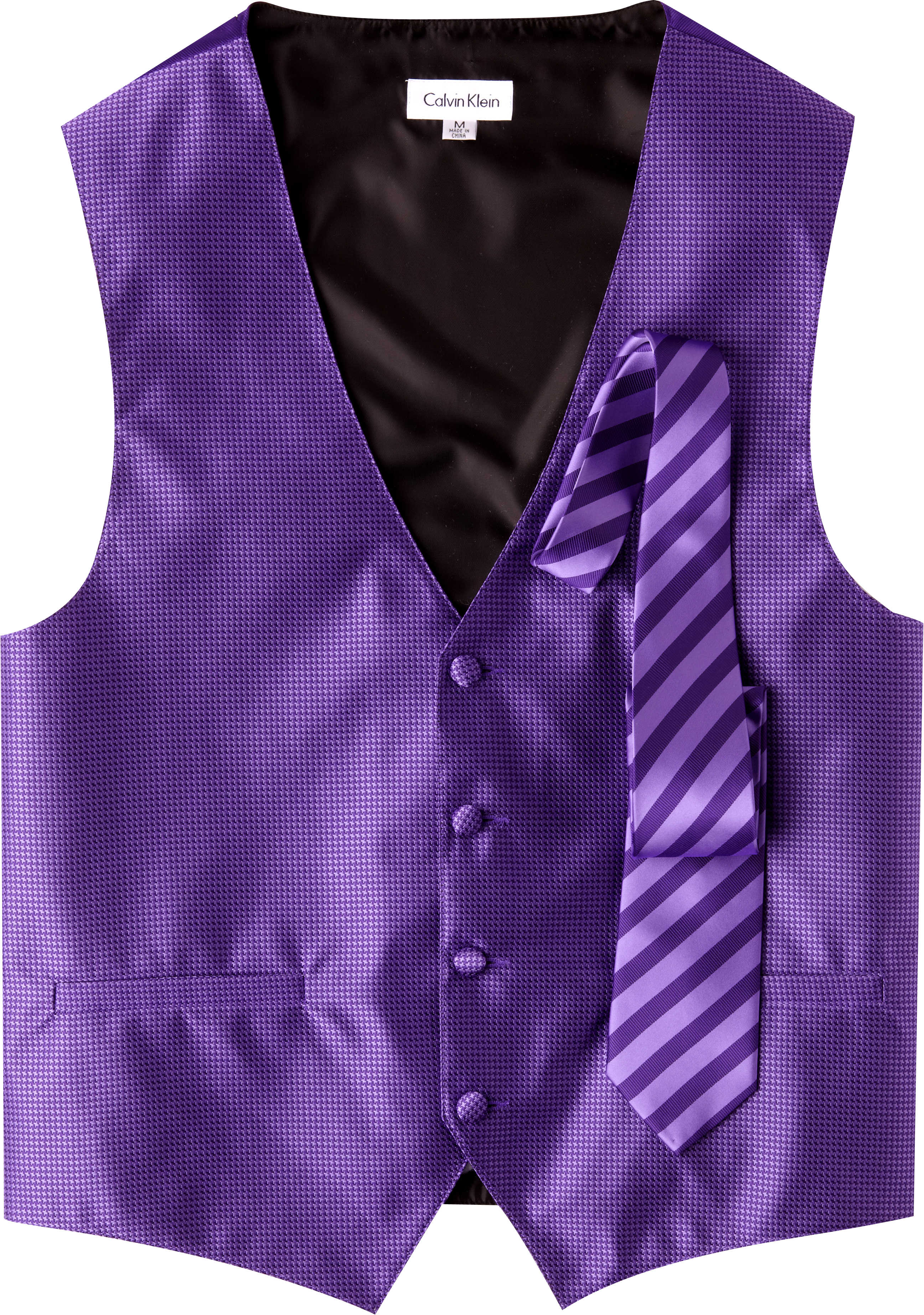 Calvin Klein Purple Houndstooth Formal Vest with Euro Tie