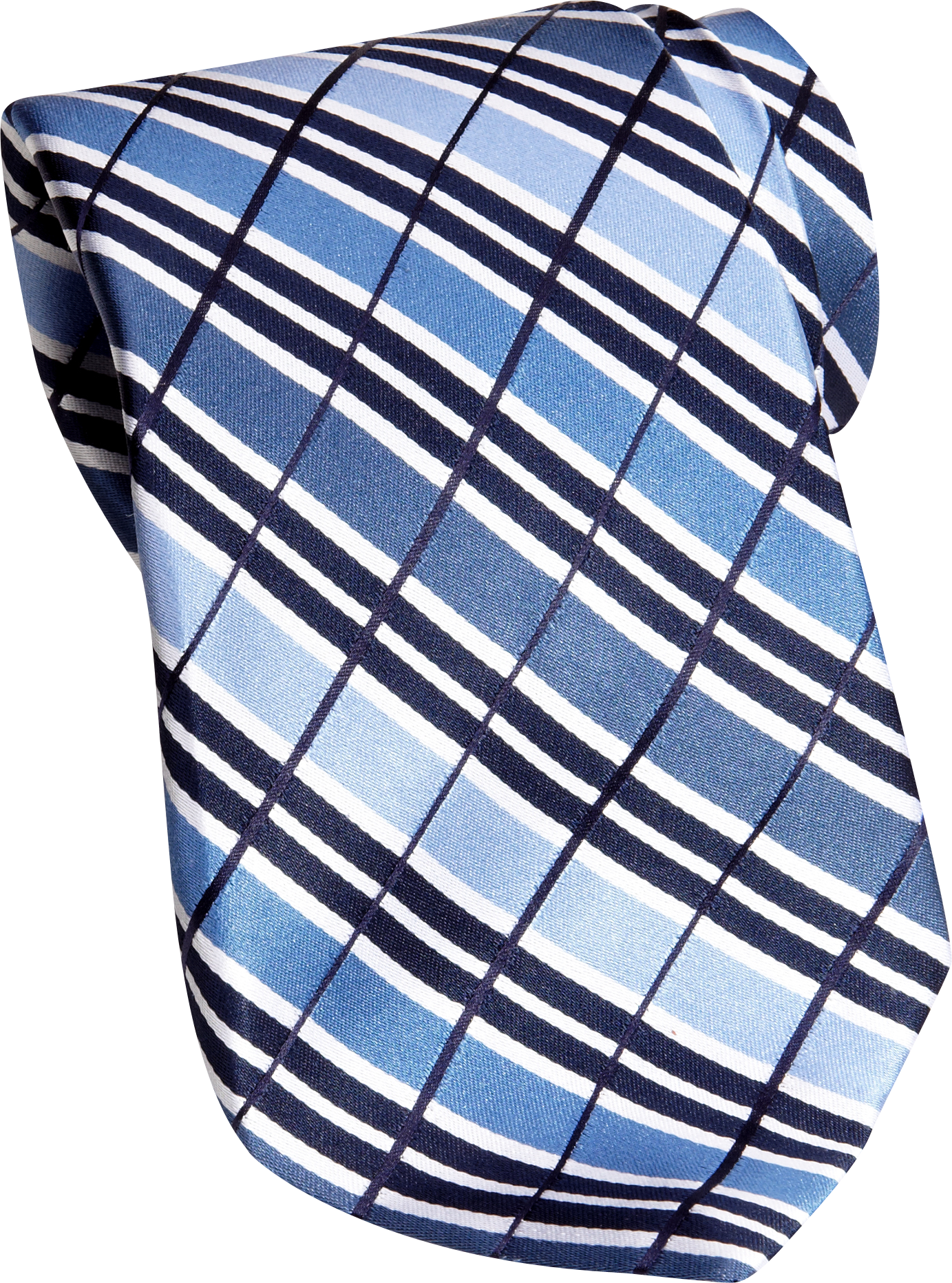 Corsini Seven Fold Blue Plaid and Stripe Narrow Tie
