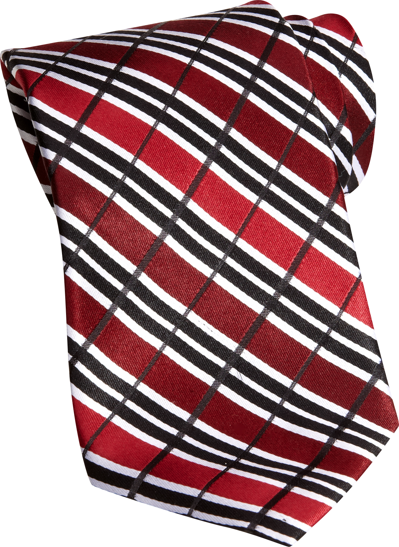 Corsini Seven Fold Red Plaid and Stripe Narrow Tie