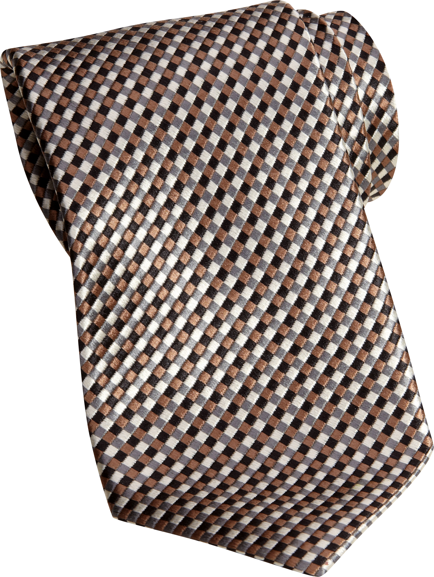 Corsini Seven Fold Taupe Check Narrow Tie
