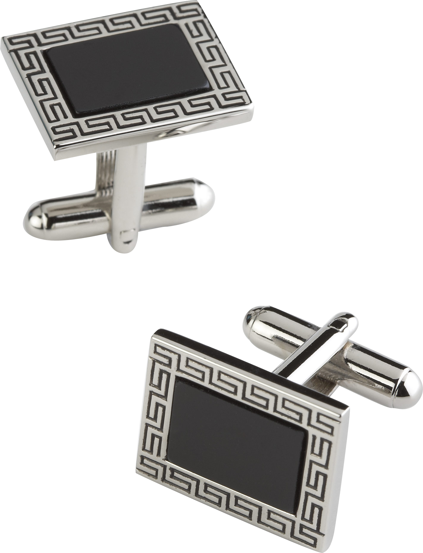 Pronto Uomo Black and Silver Cufflinks