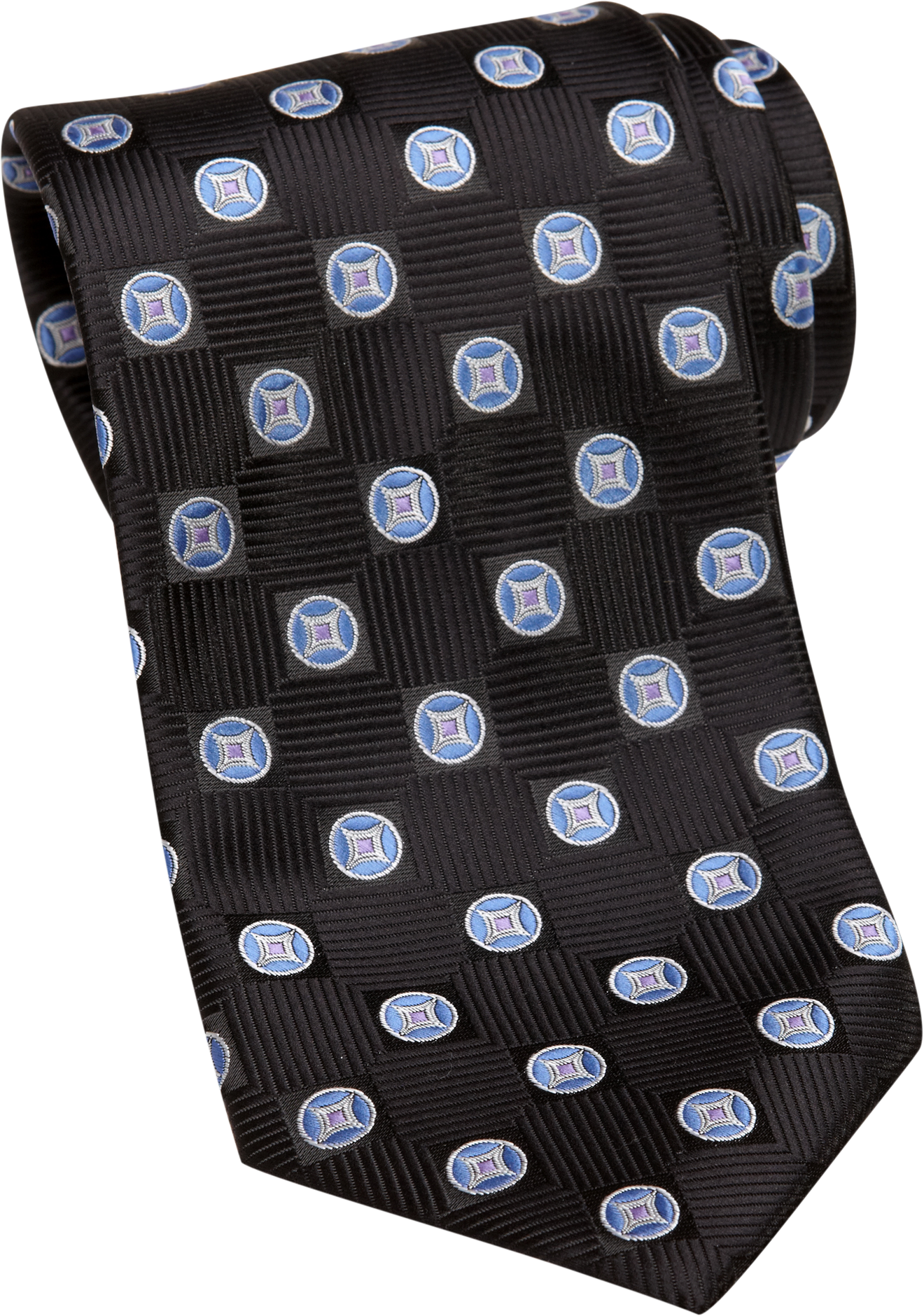 IV Front Black Geometric Washable Tie