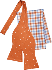 Tommy Hilfiger Orange Dot Bow Tie & Pocket Square Set