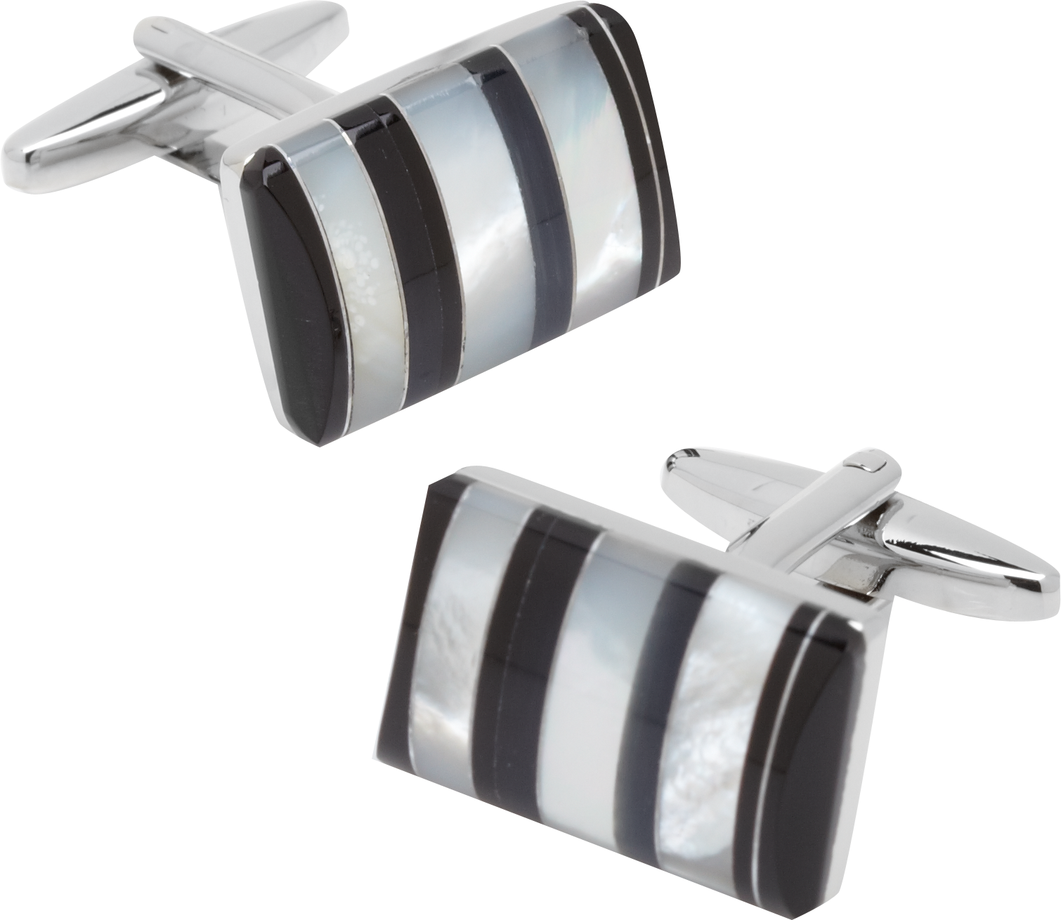 Pronto Uomo Black and Mother-of-Pearl Cufflinks