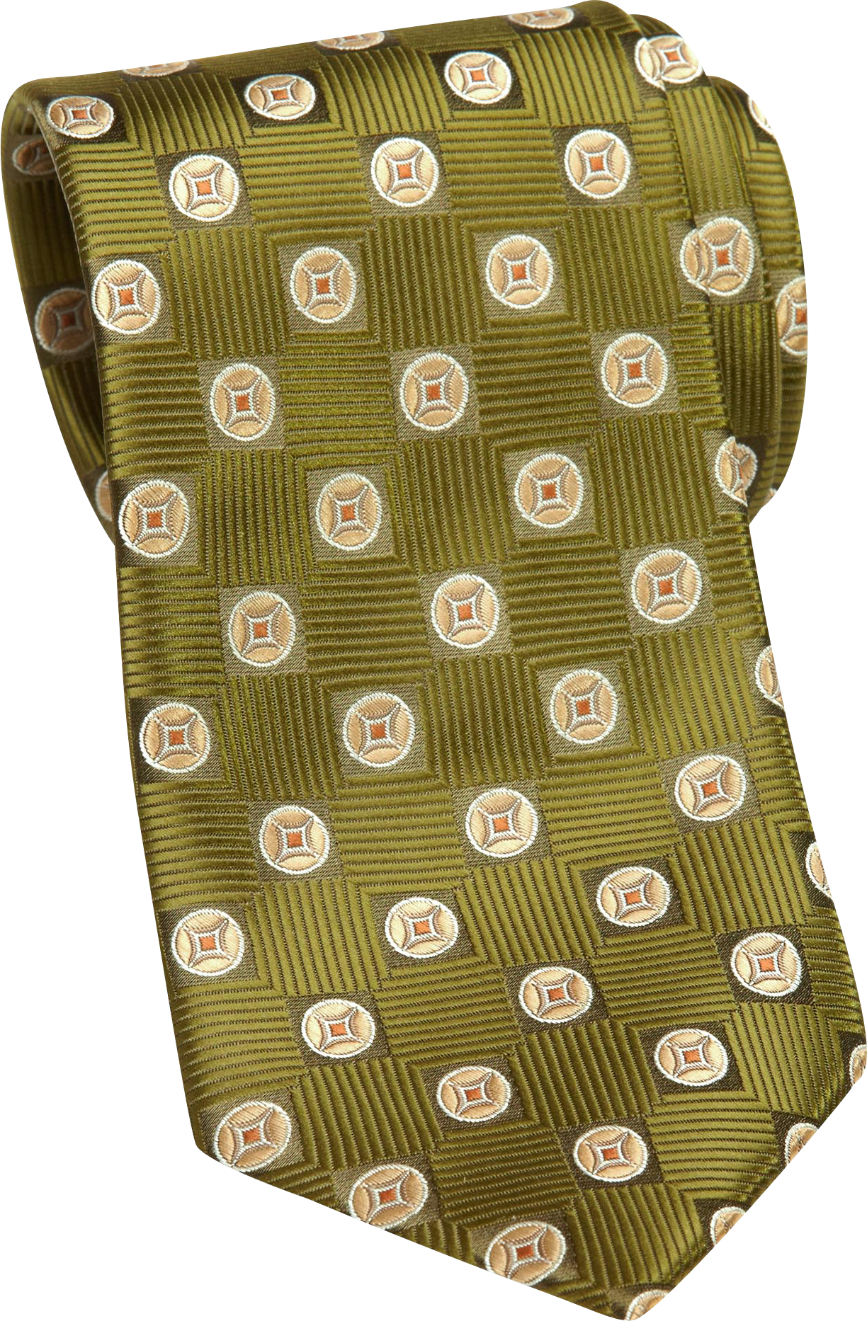 IV Front Extra long Olive Geometric Washable Tie