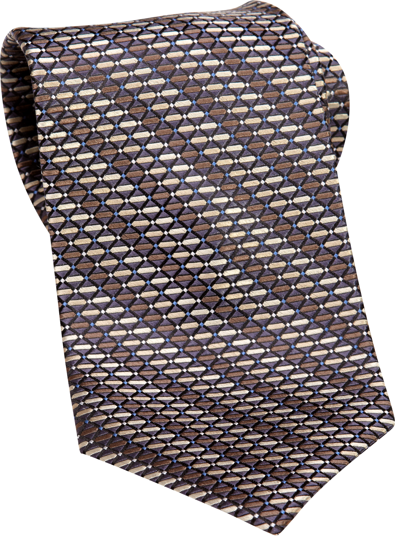 Platinum Designs Extra Long Tan and Brown Mini Diamond and Stripe Tie
