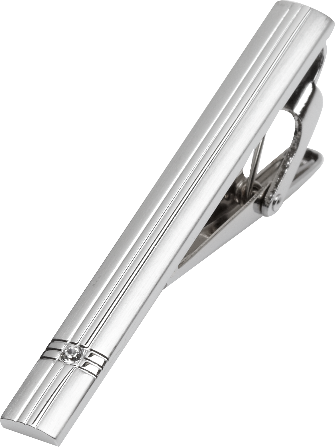 Pronto Uomo Faux Diamond Silver Tie Bar