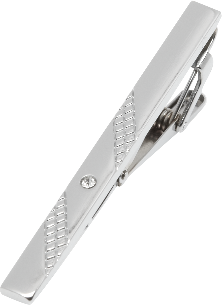 Pronto Uomo Silver and Rhinestone Tie Bar