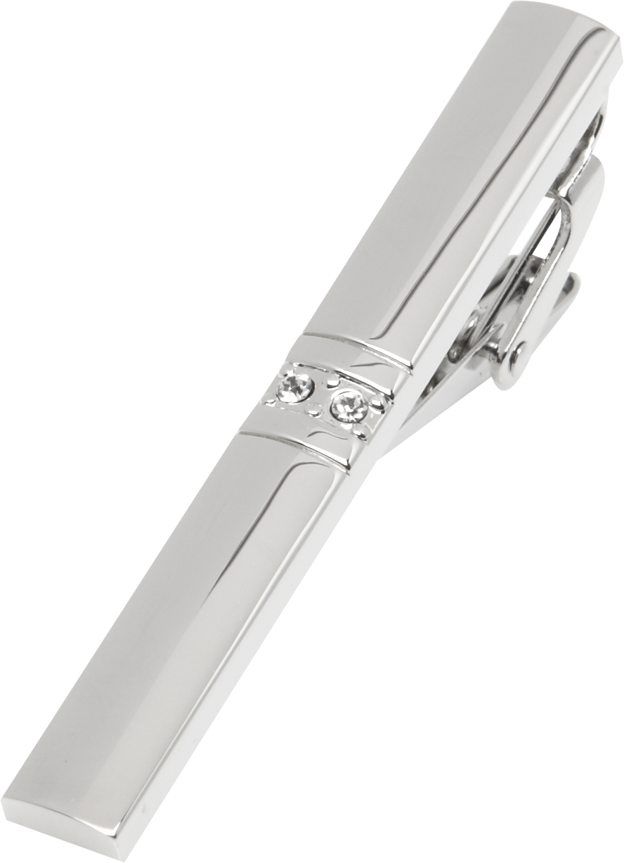 Pronto Uomo Silver and Rhinestone Tie Bar