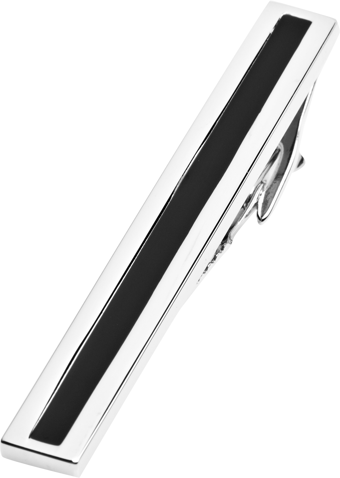 Pronto Uomo Silver and Black Tie Bar
