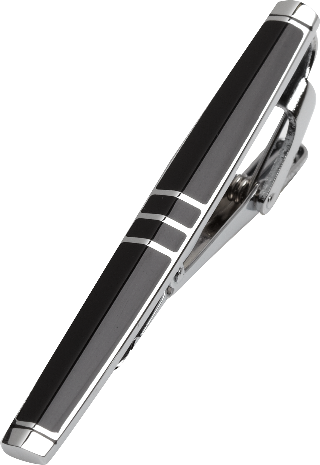 Pronto Uomo Black and Silver Tie Bar