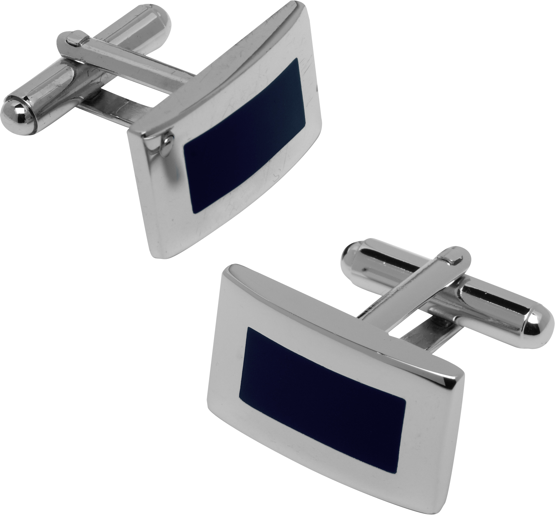 Pronto Uomo Onyx and Silver Cufflinks