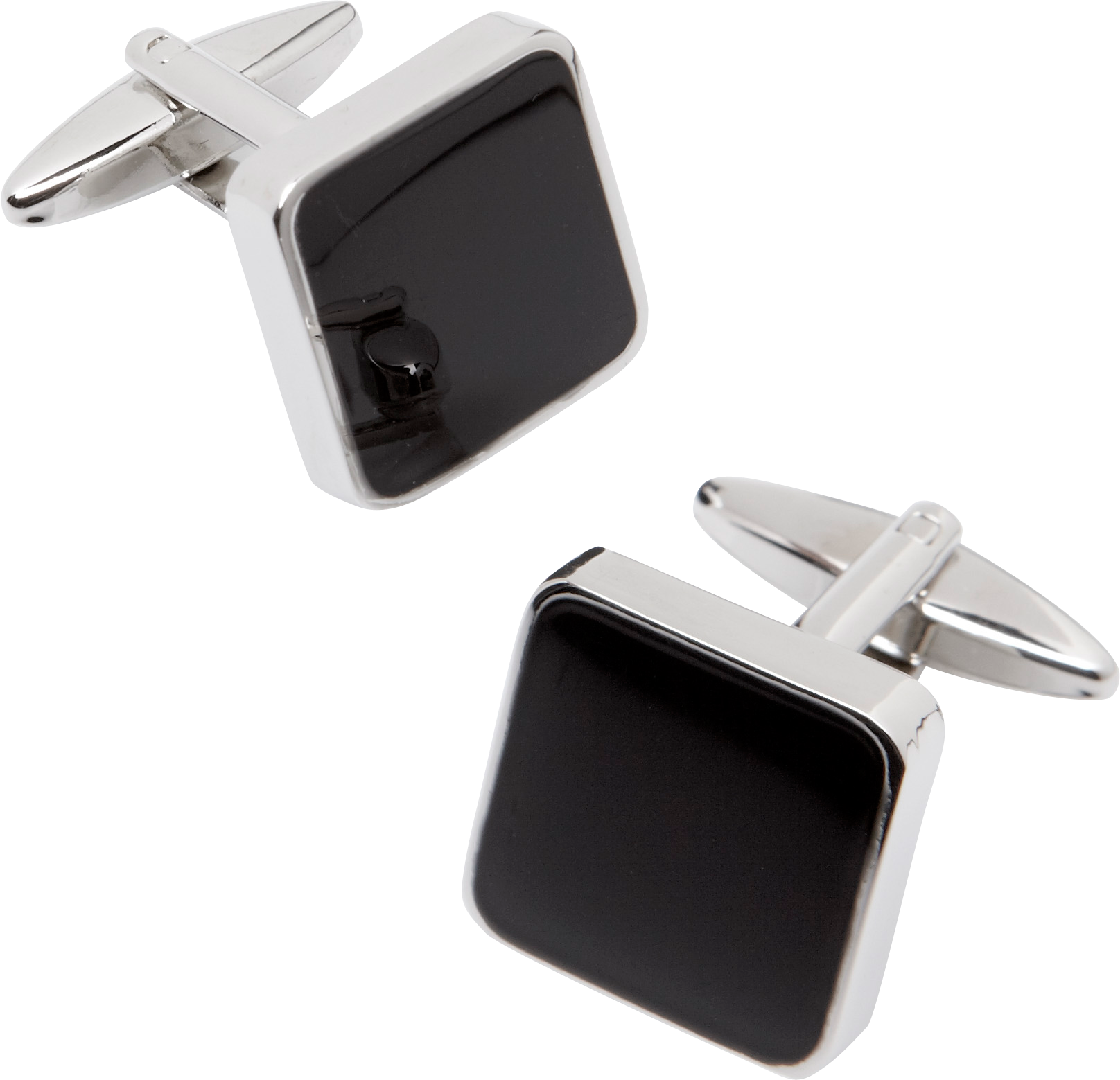 Pronto Uomo Black and Silver Cufflinks