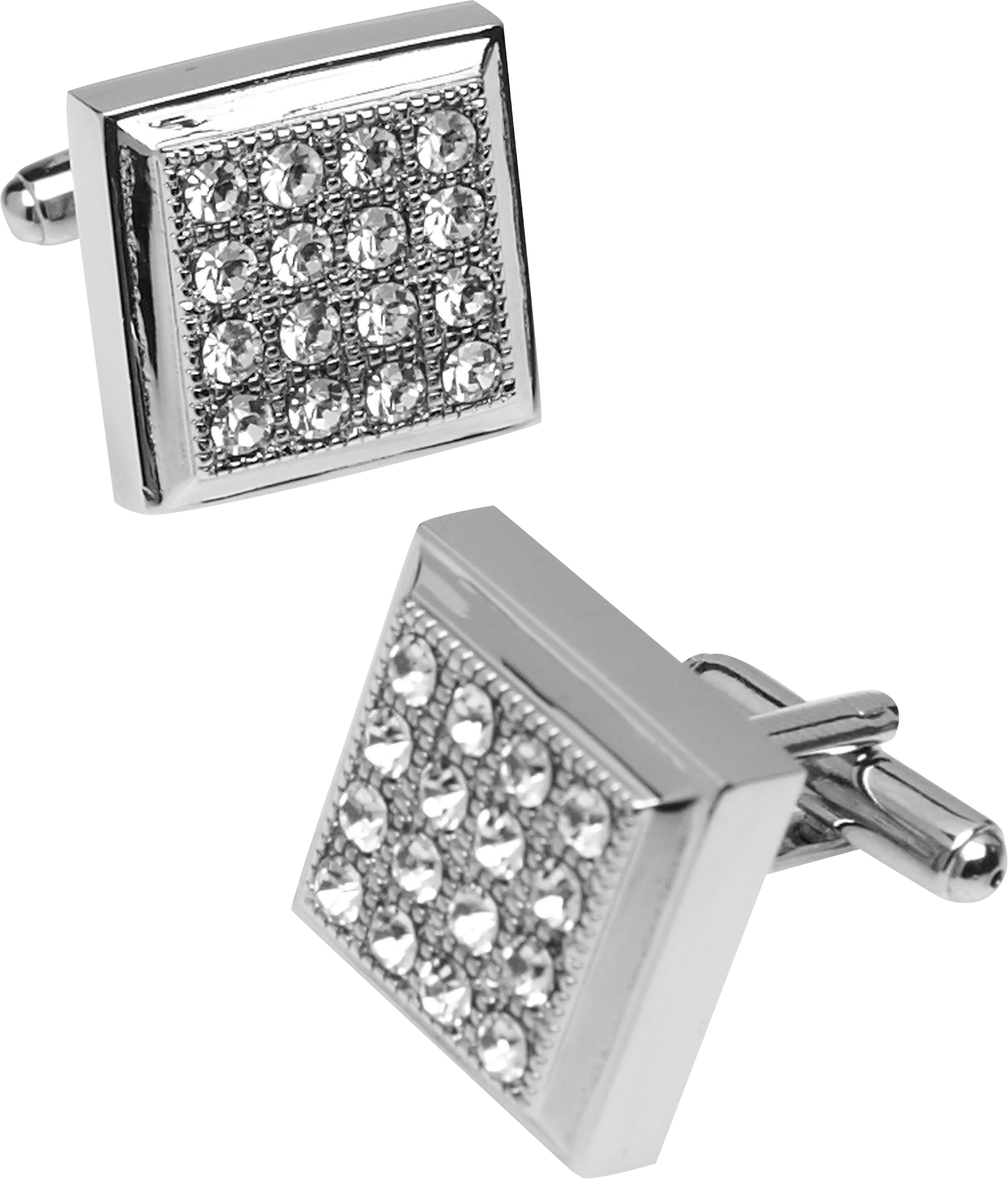 Pronto Uomo Silver Faux Diamond Mini Box Cufflinks