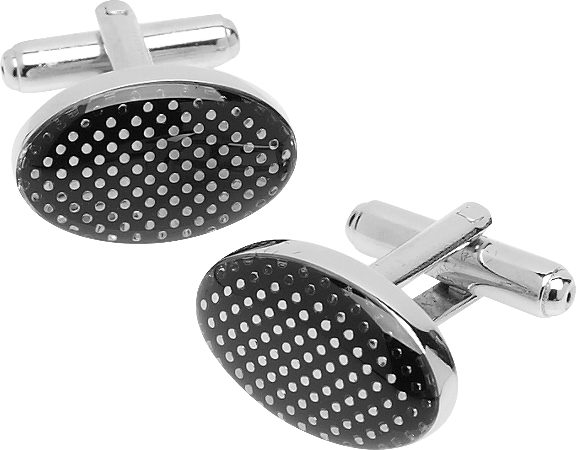 Pronto Uomo Black Oval Dot Cufflinks