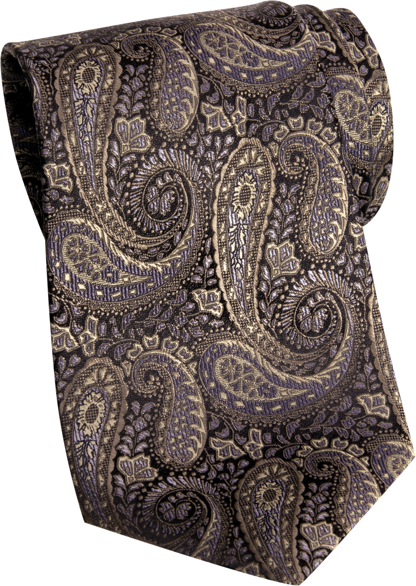 Pronto Uomo Taupe and Black Paisley Tie