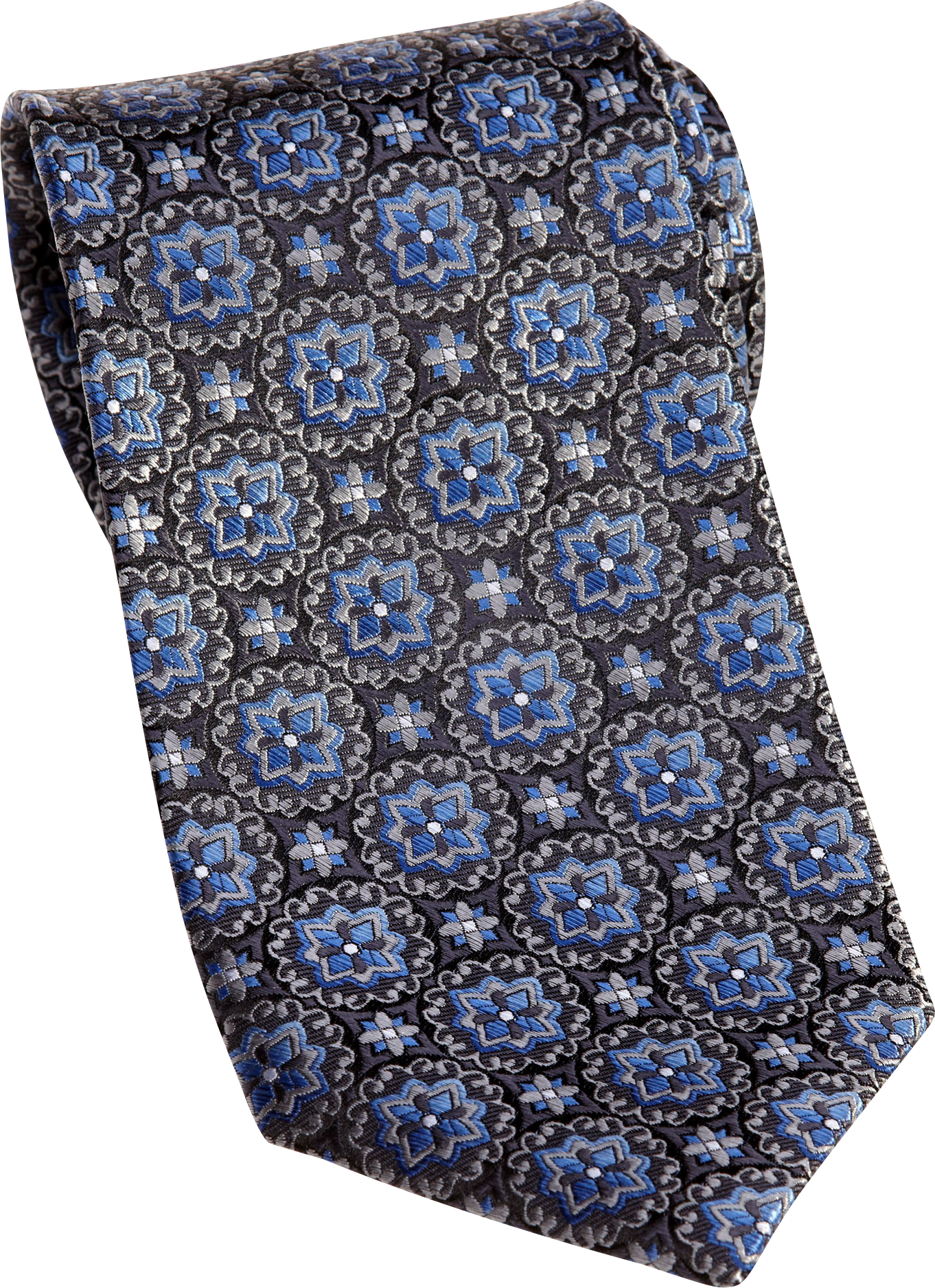 Pronto Uomo Couture Charcoal and Blue Floral Tie