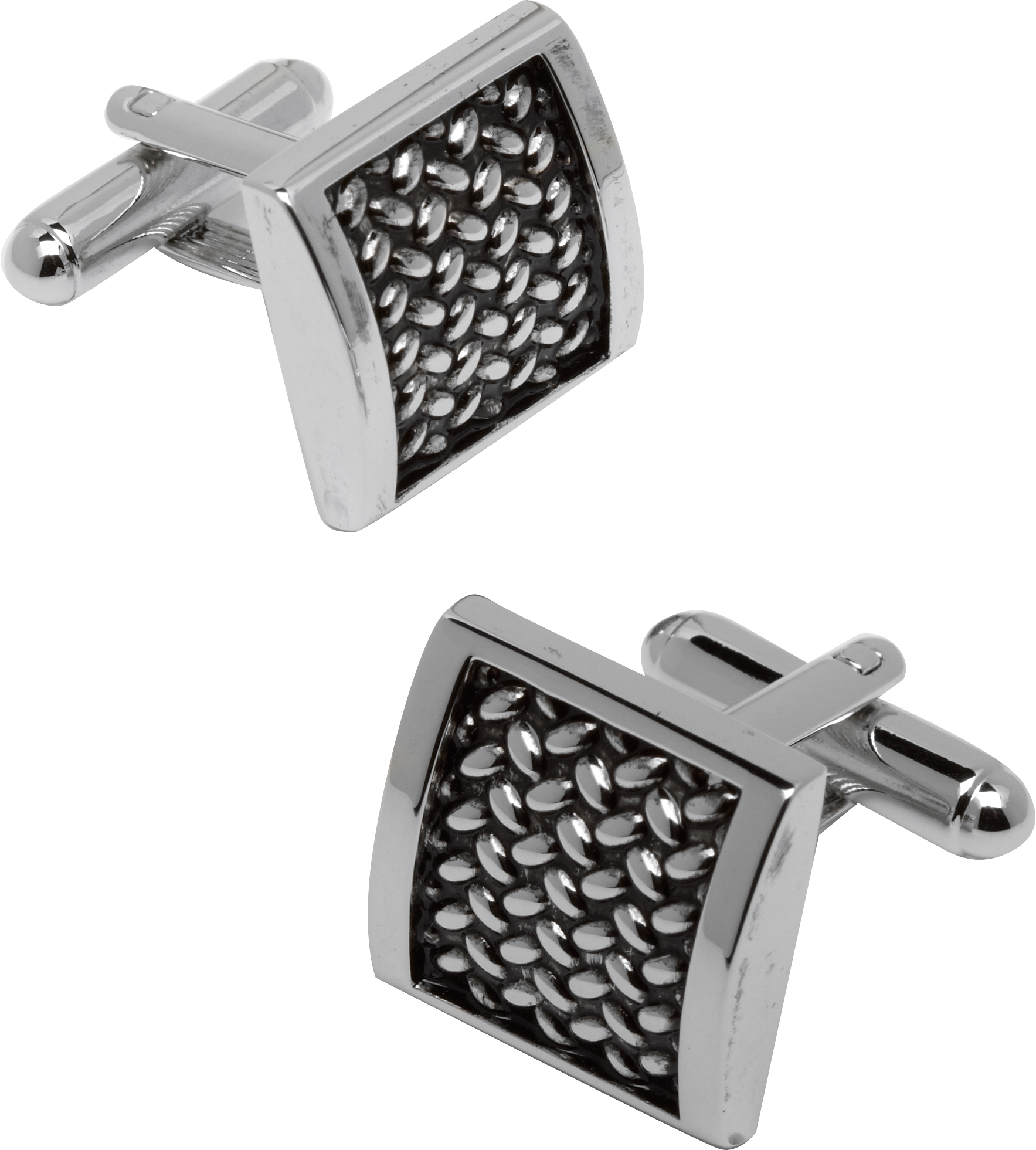 Pronto Uomo Silver Herringbone Cufflinks
