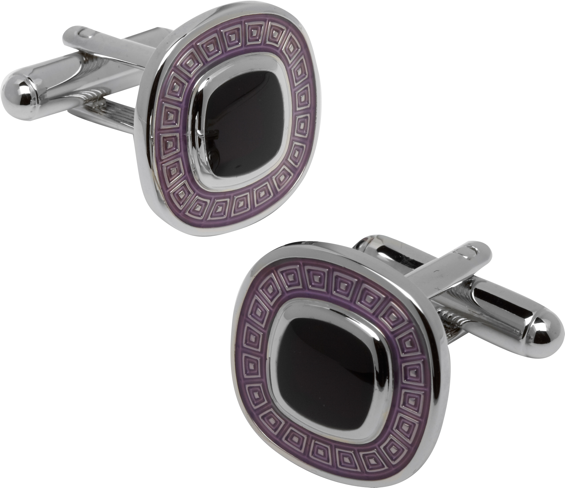 Pronto Uomo Black and Silver Cufflinks