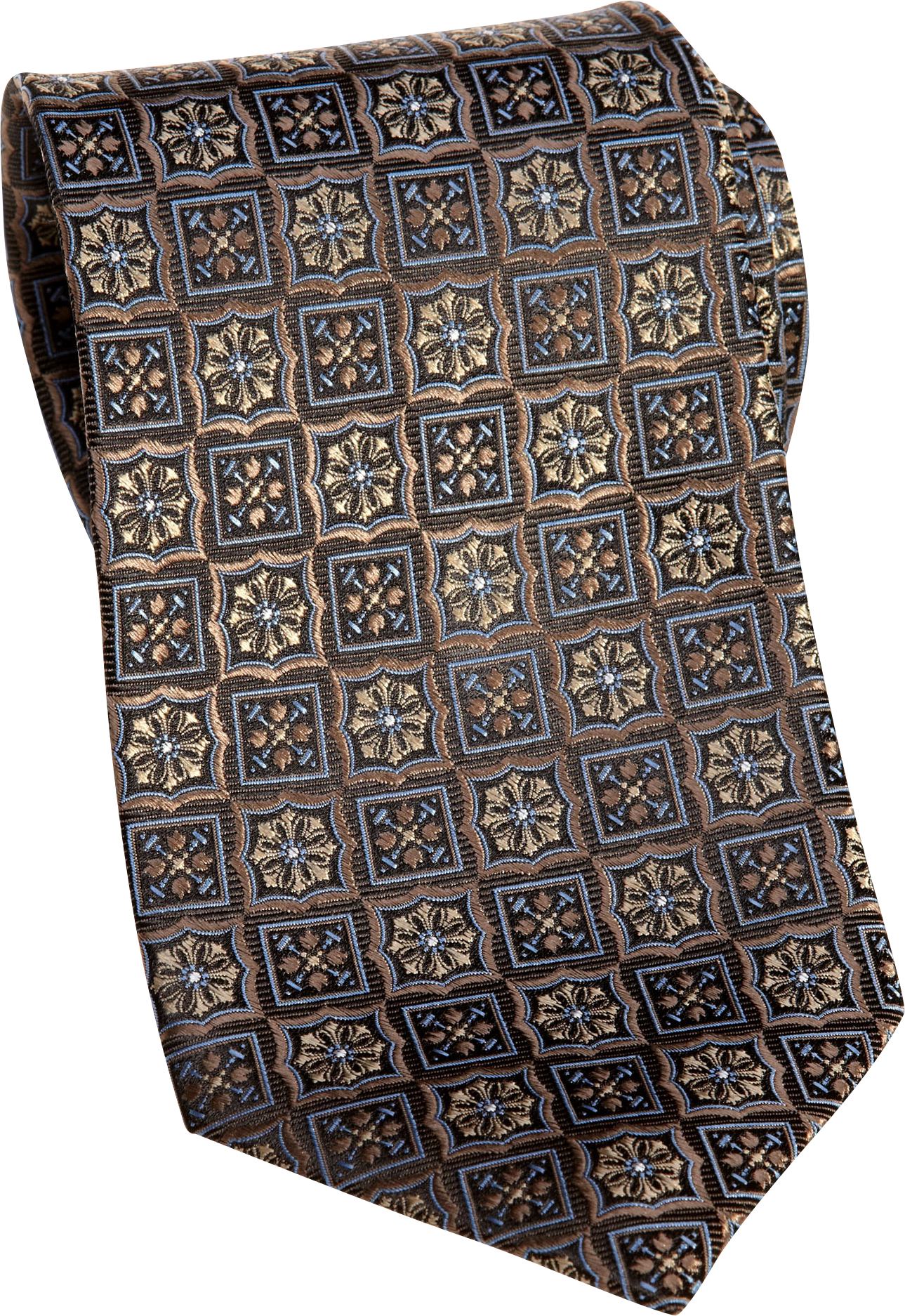Pronto Uomo Couture Brown and Blue Geometric Tie