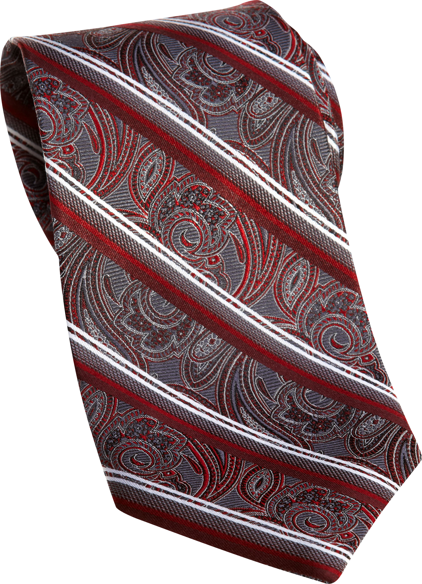 Pronto Uomo Couture Burgundy Paisley and Stripe Tie