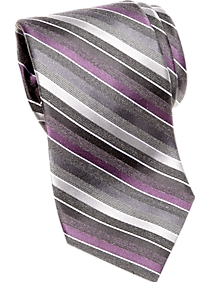 Awearness Kenneth Cole Purple & Gray Stripe Narrow Tie