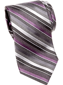 Awearness Kenneth Cole Purple & Gray Stripe Narrow Tie