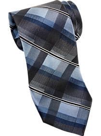 Awearness Kenneth Cole Blue & Gray Plaid Narrow Tie
