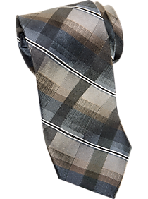 Awearness Kenneth Cole Taupe Plaid Narrow Tie