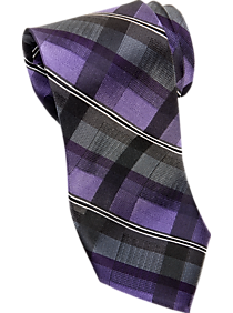 Awearness Kenneth Cole Purple Plaid Narrow Tie