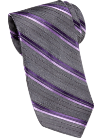 Awearness Kenneth Cole Gray & Purple Stripe Narrow Tie