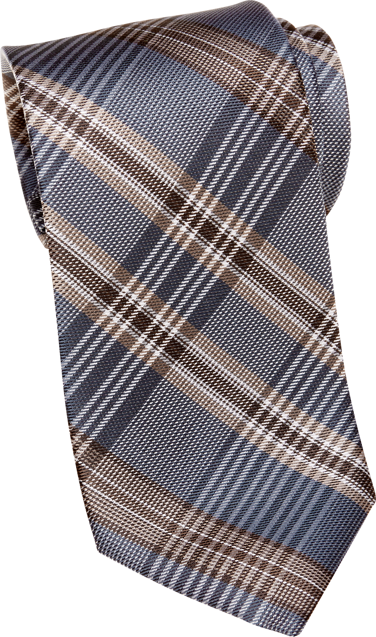 Awearness Kenneth Cole Blue And Taupe Plaid Narrow Tie Mens Regular