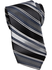 Pronto Uomo Black & Gray Stripe Narrow Tie