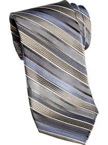 Pronto Uomo Taupe & Gray Stripe Narrow Tie