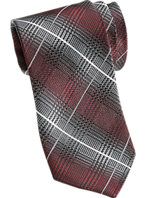 Pronto Uomo Burgundy Plaid Narrow Tie
