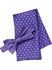 Tommy Hilfiger Purple Dot Bow Tie & Pocket Square Set